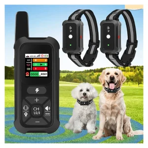 Smart GPS Dog Training & Electronic Fence System – Dual-Mode (Training + Geo-Fencing), Full-Color TFT Remote with Multi-Page Display, IP67 Waterproof, Dual-Band Quad-Core GPS, Controls Up to 3 Dogs, Custom Polygon & Circular Fences, 3333ft Range