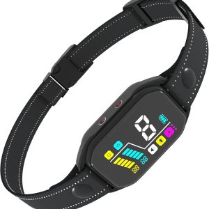 Premium Waterproof Anti-Bark Collar with Digital Color Display – 8 Sensitivity Levels, 4 Training Modes (Sound/Vibration/Shock), Mic Detection Indicator, Auto & Manual Intensity, Submersible IP67+, Magnetic Charging – Full Kit, Patented Design(CP20)