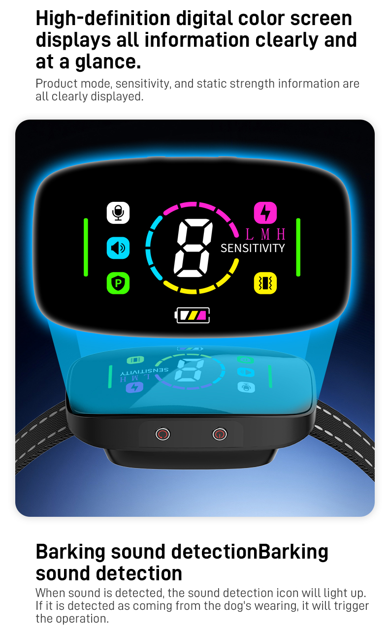 Premium Waterproof Anti-Bark Collar with LCD Display – 8 Sensitivity Levels, 4 Training Modes (Sound/Vibration/Shock), Auto & Manual Intensity, Daily/Weekly Bark Counter, Submersible IP67+ – Full Kit, Patented Design(CP30) - 图片 2